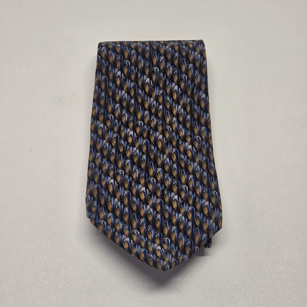 Jimmy V Micheal Cirvavolo Collection Men's Silk Tie Abstract Blue Brown Necktie